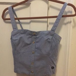 Cropped blue button down tank